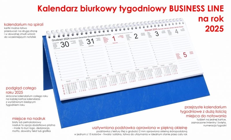 opis kalendarza tygodniowego BUSINESS LINE na rok 2025