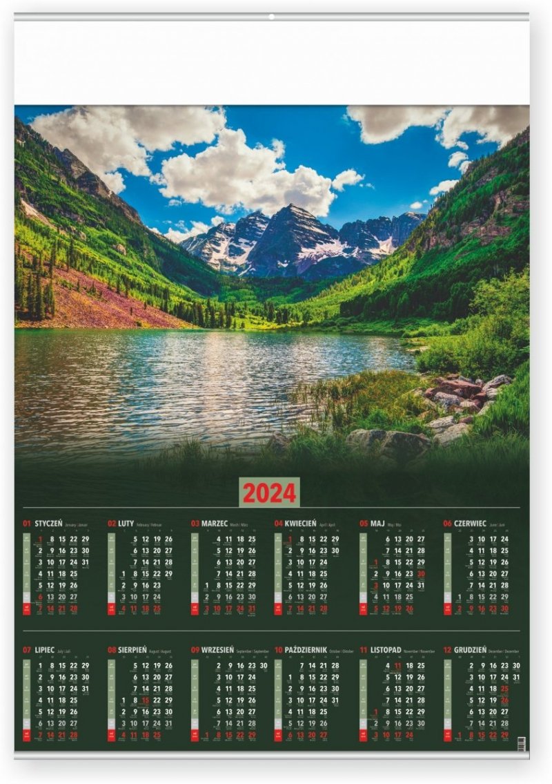 Kalendarz plakatowy B1/08 Alpy 2024