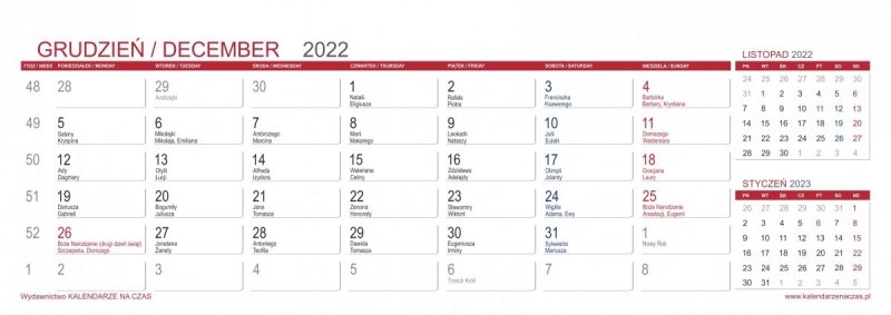 Kalendarz biurkowy z notesami i znacznikami MAXI 2022 czerwony