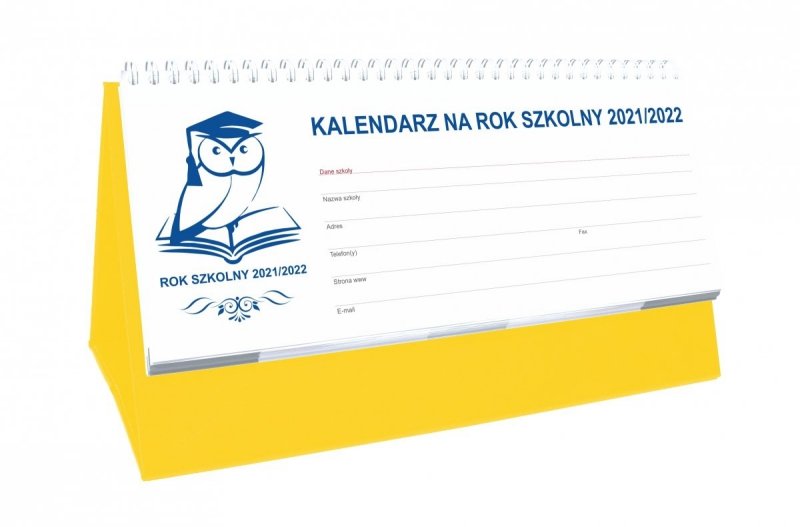 Kalendarz biurkowy tygodniowy na rok szkolny 2021/2022 PREMIUM żółty