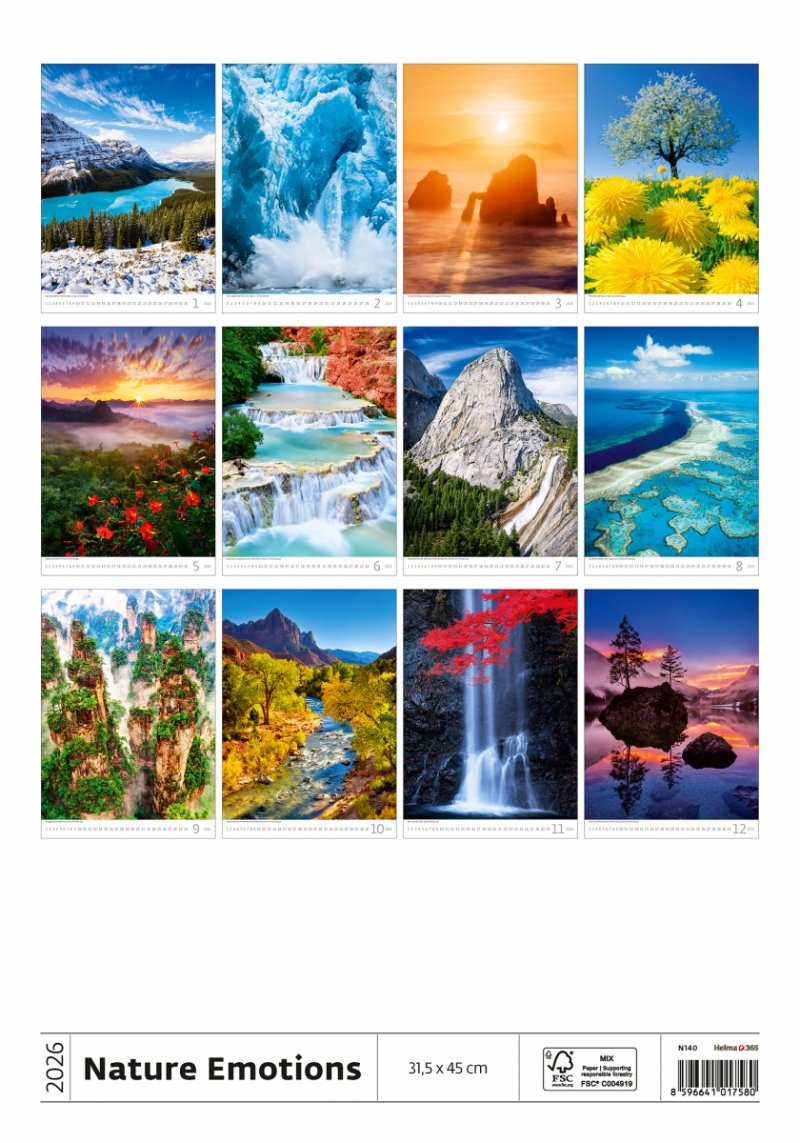 N140 Kalendarz ścienny wieloplanszowy Nature Emotions 2026