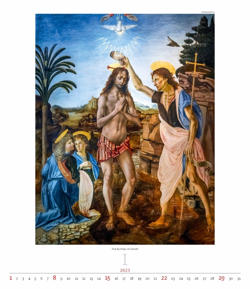 Kalendarz ścienny wieloplanszowy Leonardo da Vinci 2023 - exclusive edition - styczeń 2023 - Chrzest Chrystusa 