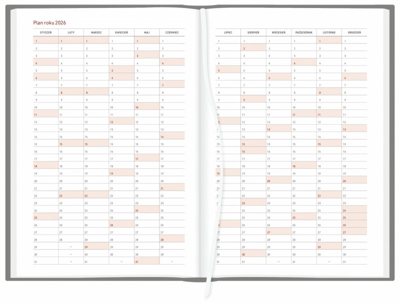 plan roku 2026 w kalendarzu A5 