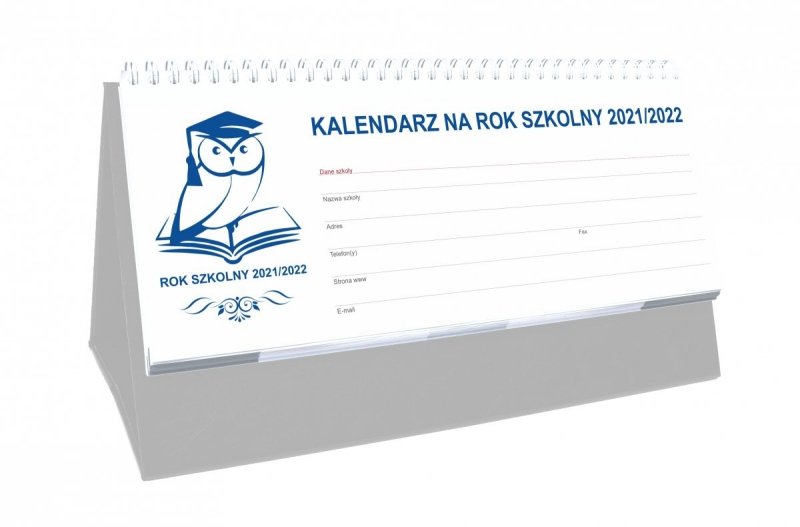 Kalendarz biurkowy tygodniowy na rok szkolny 2021/2022 PREMIUM szary
