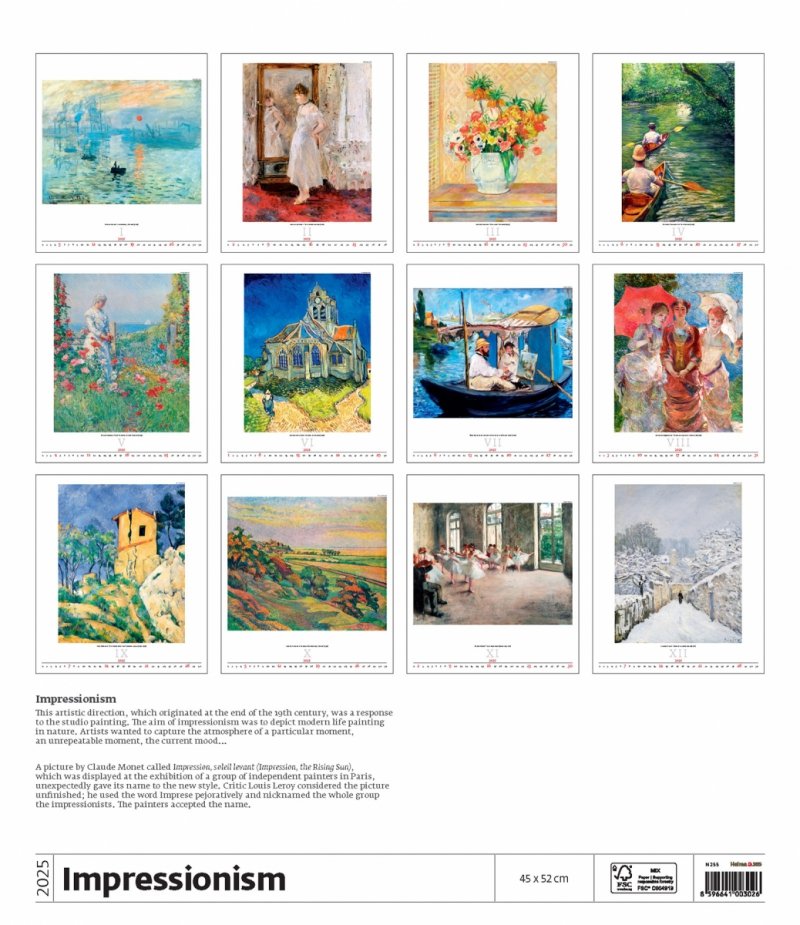 Podgląd wszystkich zdjęć z kalendarza Impressionism exclusive edition na rok 2025