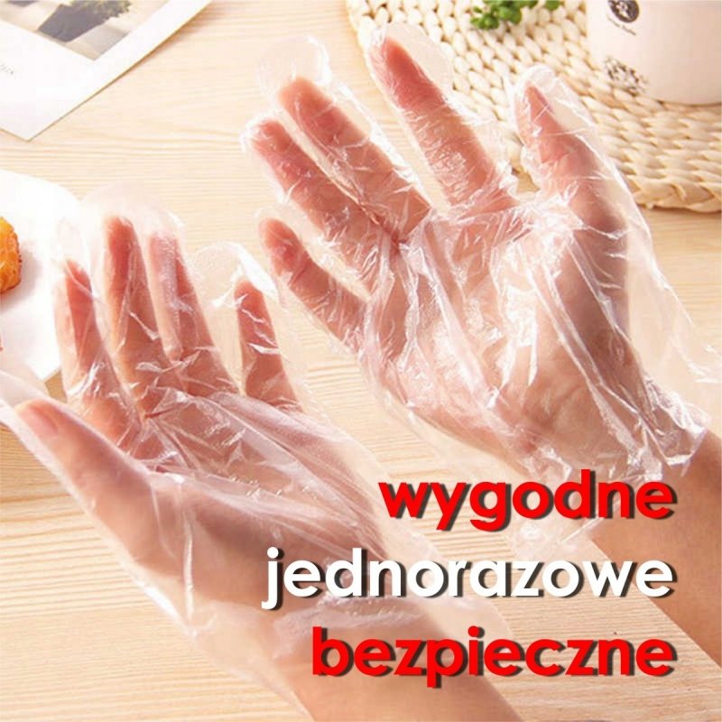 Rękawiczki jednorazowe foliowe PE 100 szt. L