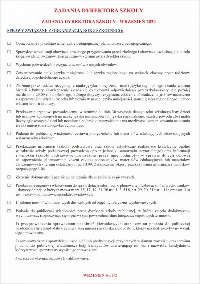 kalendarz dyrektora szkoły zamykany na magnes