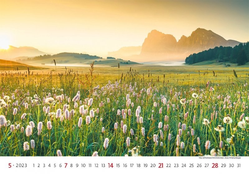 Kalendarz ścienny wieloplanszowy Landscapes 2023 - maj 2023