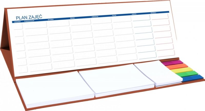 Kalendarz biurkowy z notesami i znacznikami MAXI na rok szkolny 2021/2022 brązowy