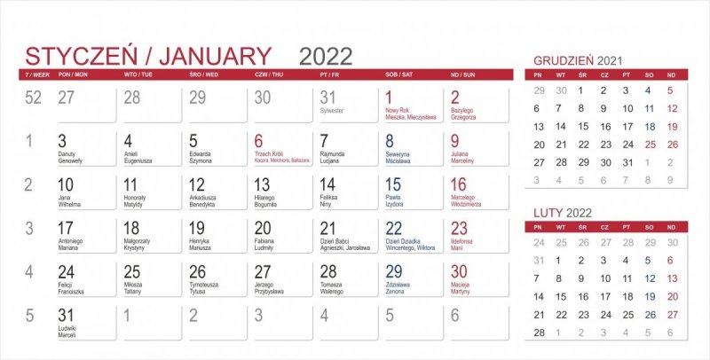 Kalendarz biurkowy z notesami i znacznikami MIDI 3-miesięczny 2022 czarny