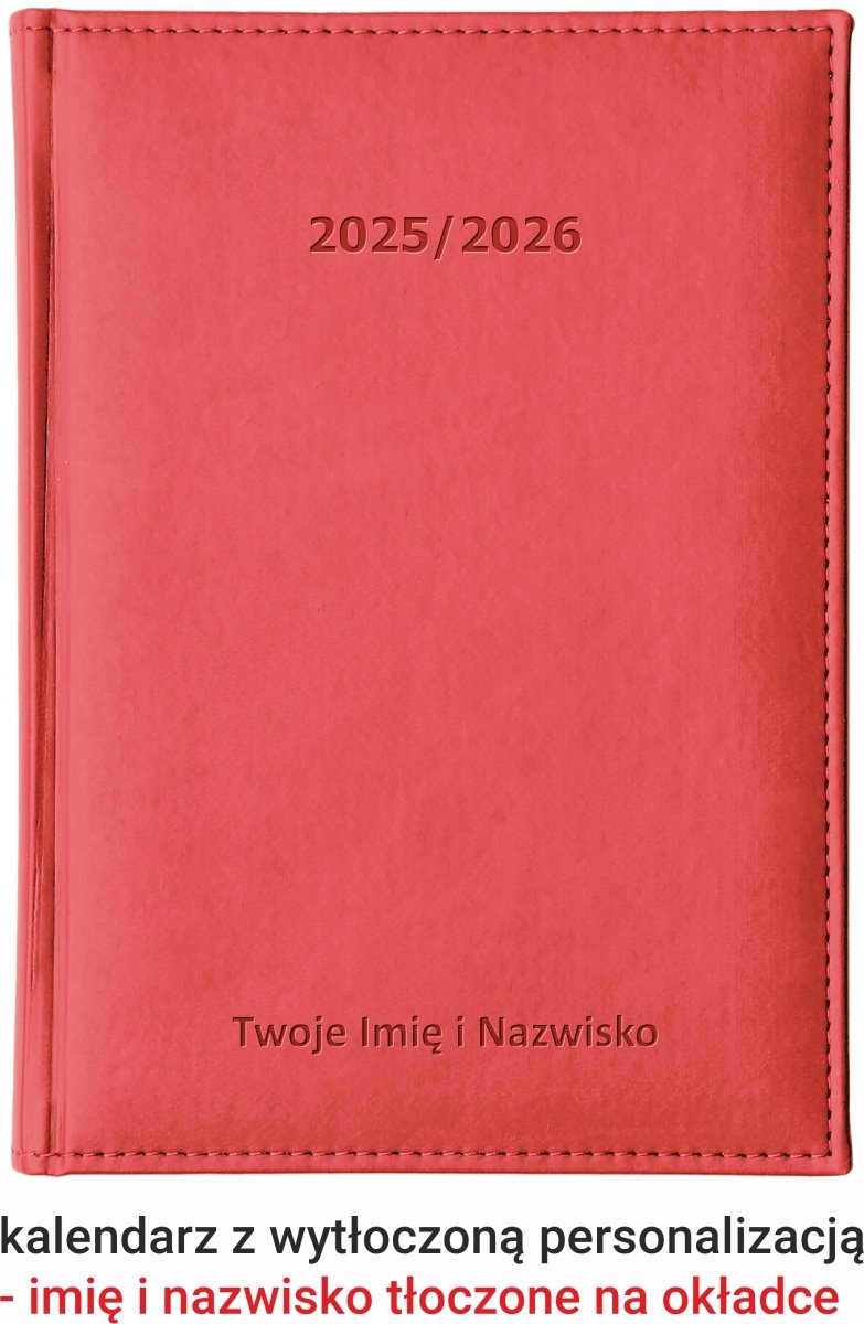kalendarz dla nauczyciela z tłoczeniem imienia i nazwiska na okładce