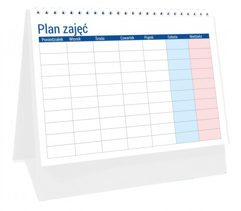 Kalendarz biurkowy PLANO plan zajęć dla uczniów i nauczycieli 