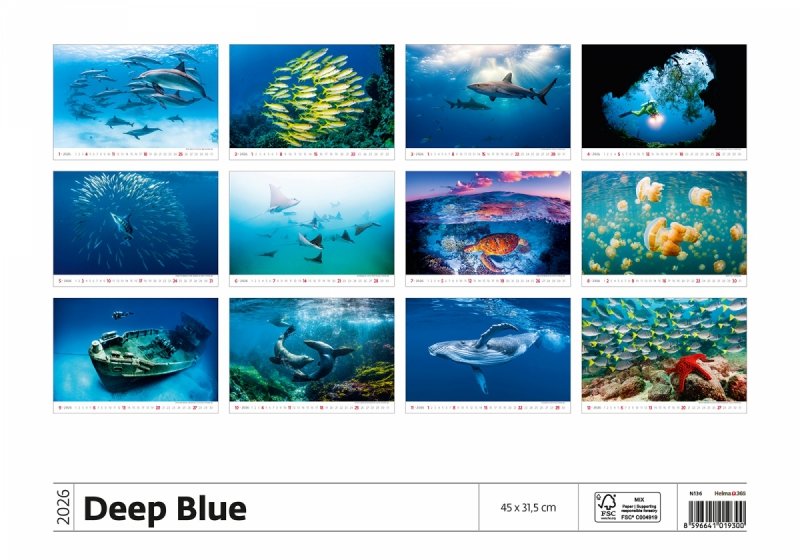 H11 Kalendarz ścienny wieloplanszowy Deep Blue 2026 Z NADRUKIEM