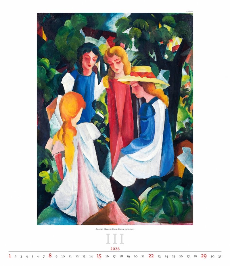 ścienny duży kalendarza na rok 2026, malarstwo 