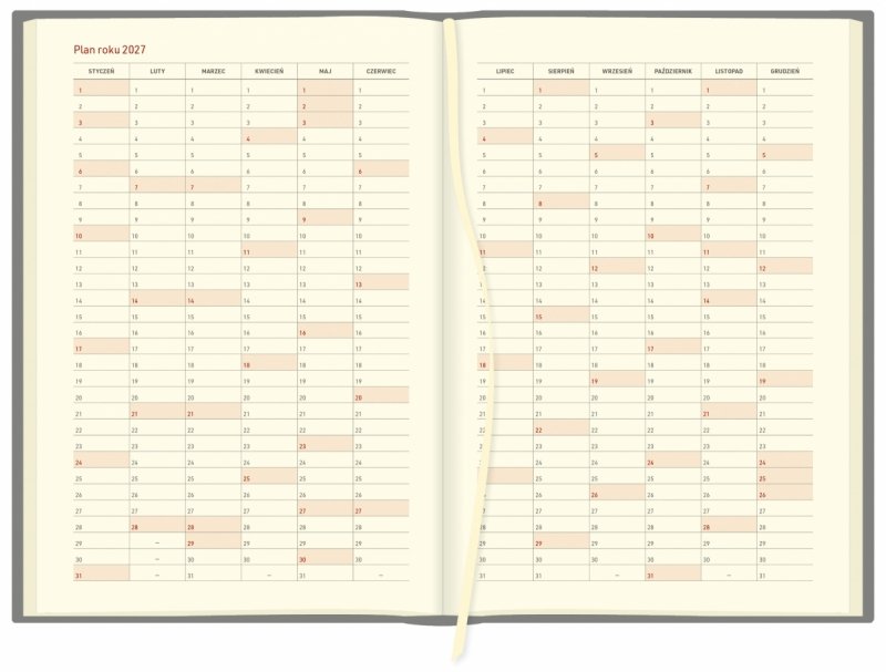 plan roku 2027 w kalendarzu A5 na rok 2026