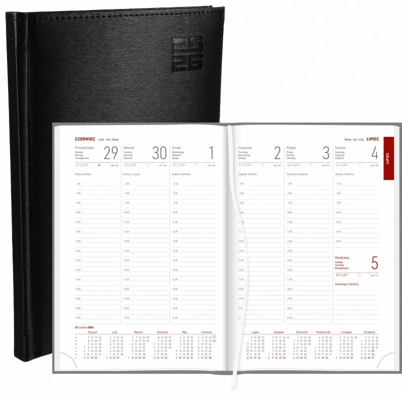 kalendarze książkowe w okładce podobnej do szczotkowanego aluminium