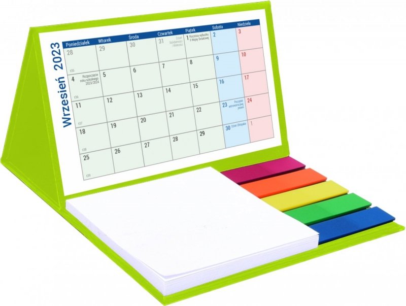 Kalendarz biurkowy szkolny z notesem i znacznikami samoprzylepnymi