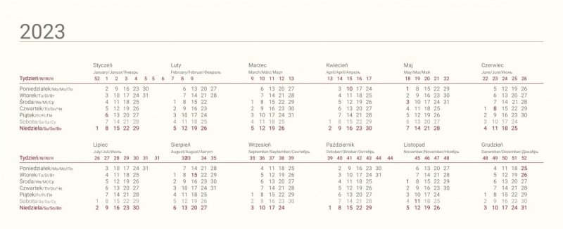 Kalendarium kalendarza biurkowego na rok szkolny 2021/2022 ze skróconym kalendarium