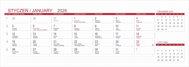 Kalendarz biurkowy z notesami i znacznikami samoprzylepnymi MAXI 2026 czarny