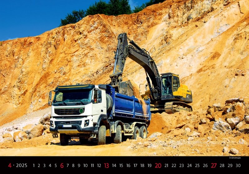 Kalendarz ścienny wieloplanszowy Trucks 2025 - kwiecień 2025