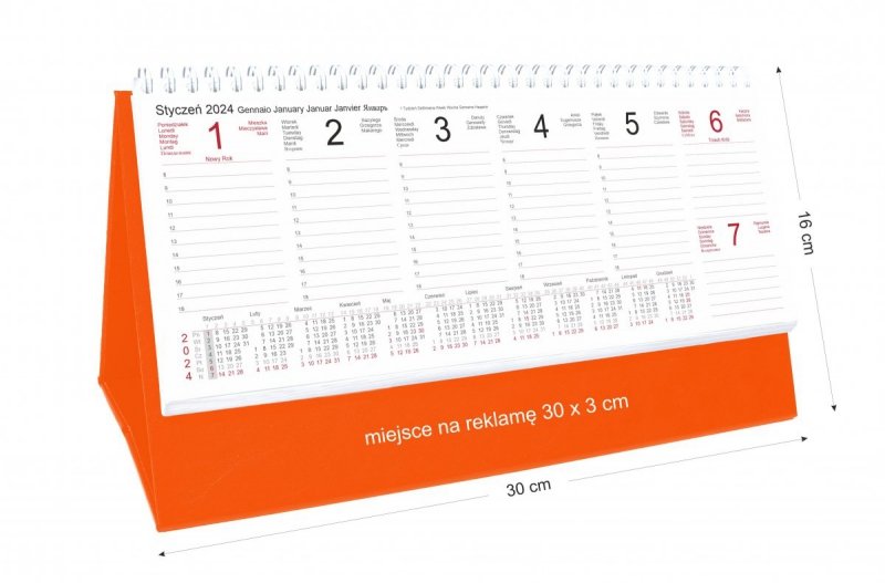 Kalendarz biurkowy stojący na podstawce PREMIUM 2024 z miejscem na nadruk