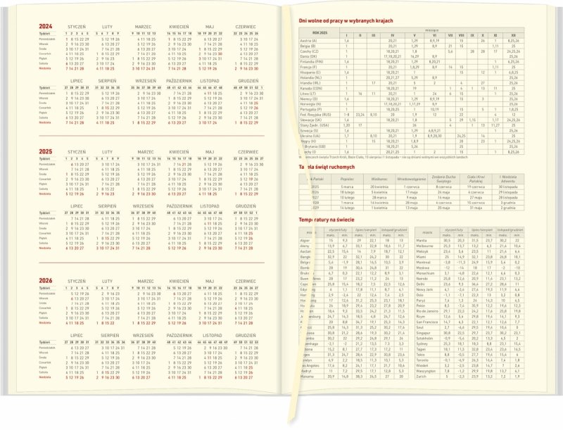 skrócone kalendarium na rok 2024,2025 oraz 2026, tabela świąt ruchomych, dni wolne od pracy w wybranych krajach