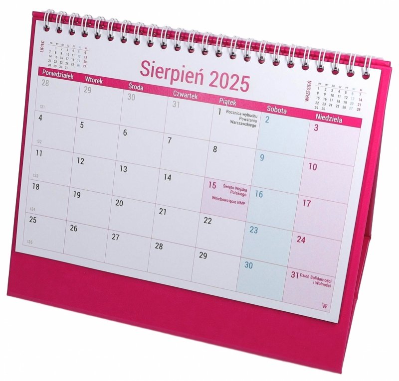 kalendarz szkolny na rok 2025/26 dla ucznia do postawienia na biurku
