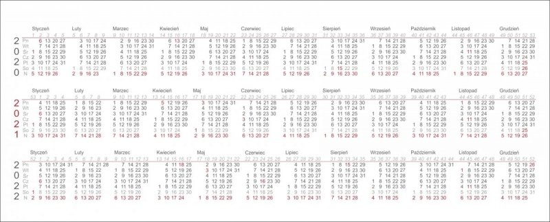 Kalendarz biurkowy z piórnikiem 2021 czerwony
