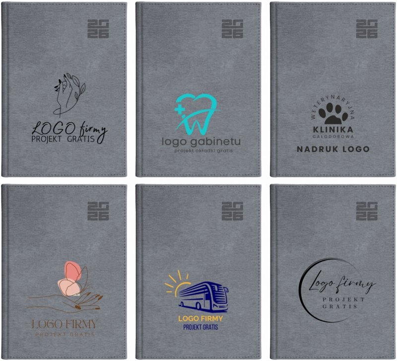 przykładowe wzory okładki z logo do kalendarza A4 na rok 2026