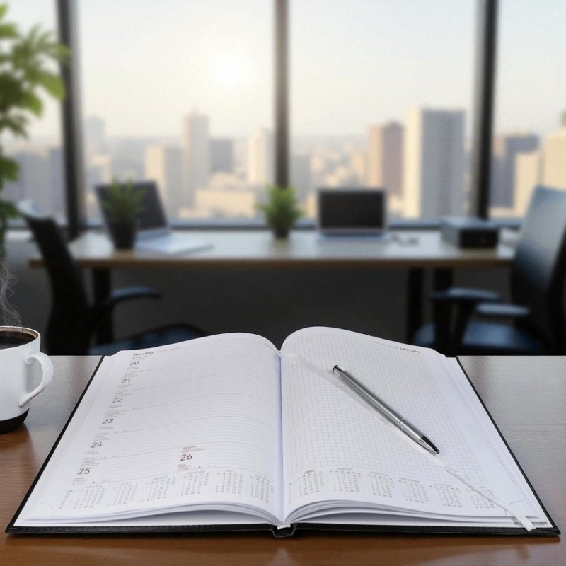 Kalendarz książkowy 2026 A4 TYGODNIOWY Z NOTESEM papier biały drukowane registry oprawa VIVELLA EXCLUSIVE czarna