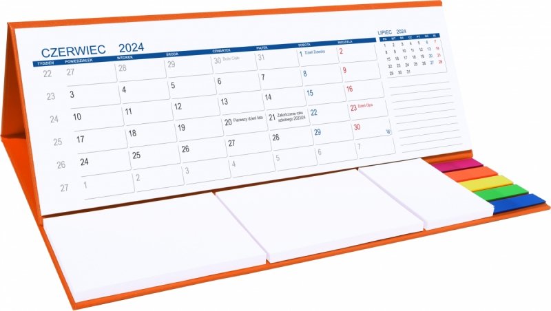 Kalendarz biurkowy MAXI z notesami i znacznikami na rok szkolny 2024/2025