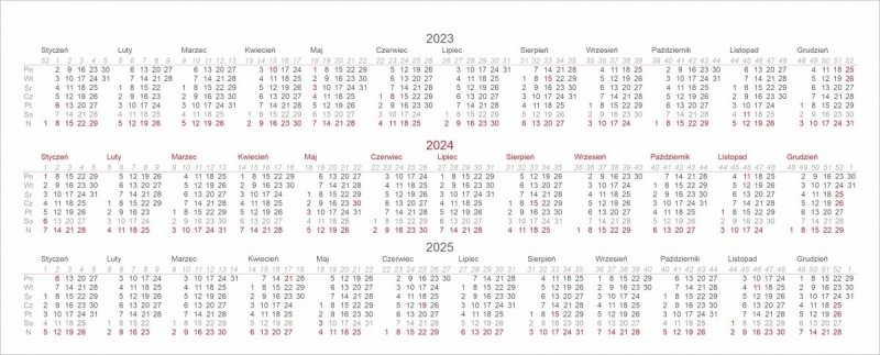 Kalendarium do kalendarza tygodniowego BUSINESS LINE 2024