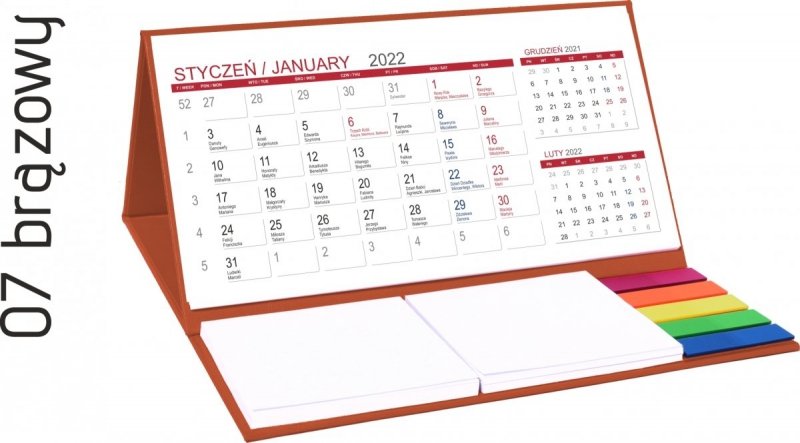 Kalendarz biurkowy z notesami i znacznikami MIDI 3-miesięczny 2022 szary