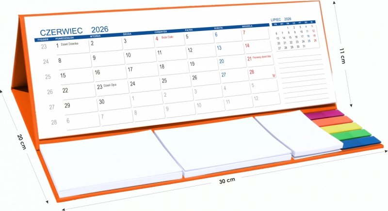 wymiary kalendarza biurkowego szkolnego dla ucznia na rok 2026/27
