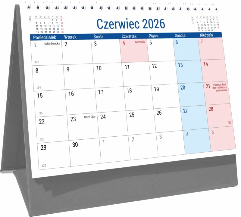 kalendarz biurkowy na rok szkolny 2026/2027 PLANO z miejscem na notatki