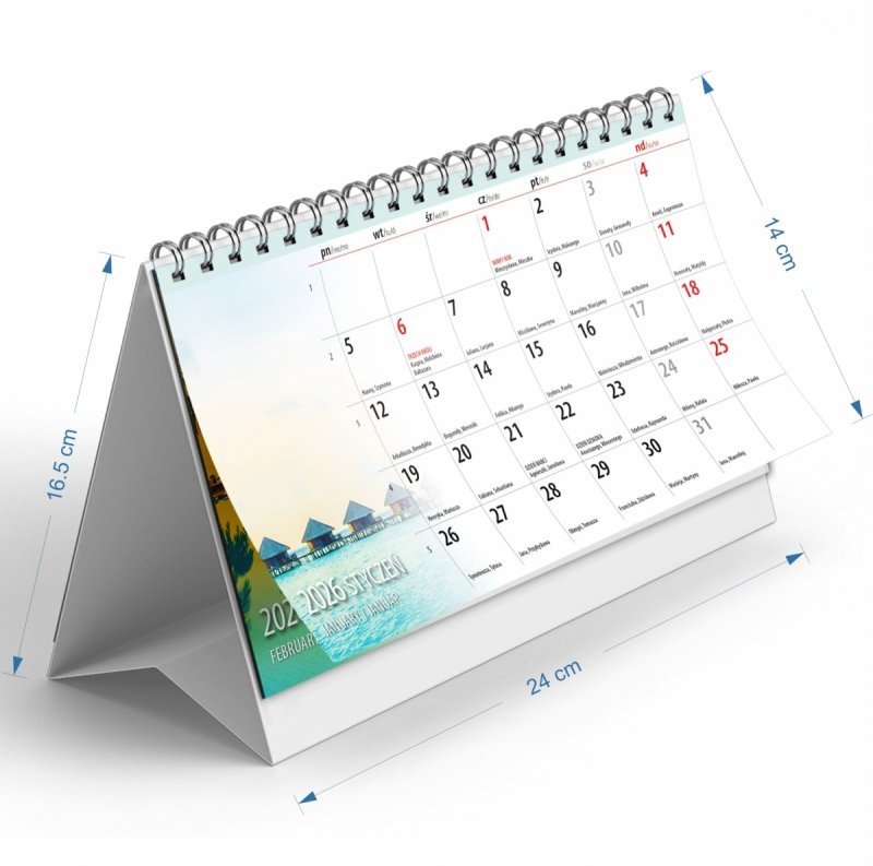 wymiary kalendarza na rok 2026