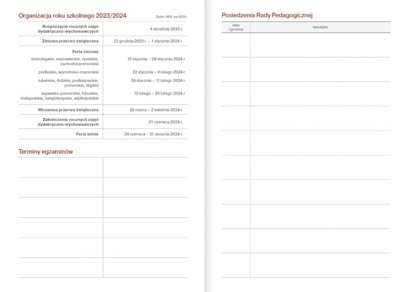 Kalendarz nauczyciela 2023/2024 A5 tygodniowy z długopisem oprawa zamykana na gumkę NEBRASKA czarna (gumki czerwone) - KWIECISTE SERCE Z DEDYKACJĄ