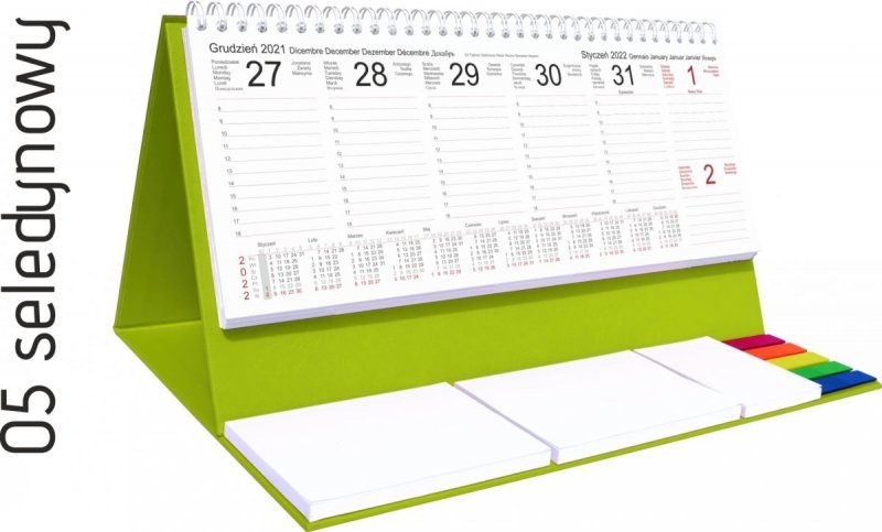 Kalendarz biurkowy z notesami i znacznikami EXCLUSIVE PLUS 2022 żółty
