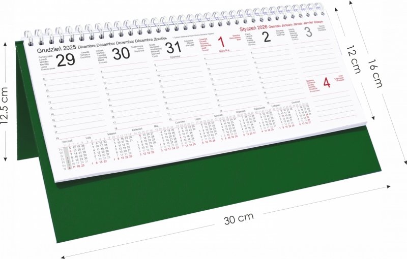 wymiary kalendarza tygodniowego na rok 2026