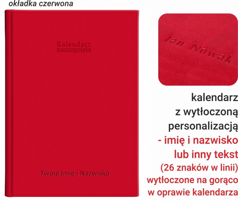 kalendarz dla pedagoga na rok szkolny 2026/2027 z tłoczoną personalizacją