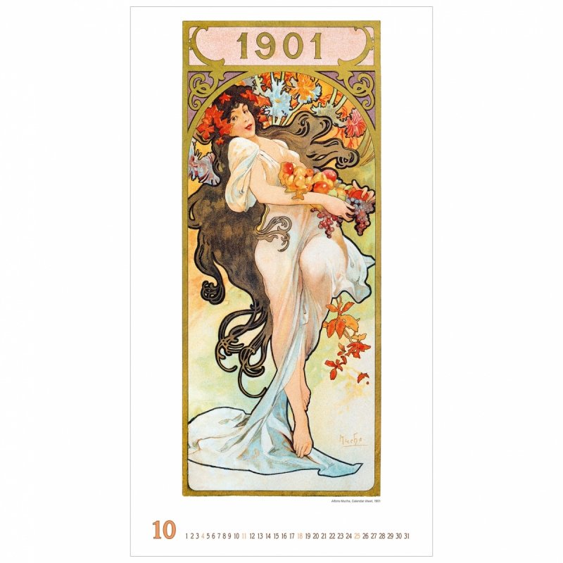 C06 Kalendarz ścienny wieloplanszowy Alfons Mucha 2026 Z NADRUKIEM