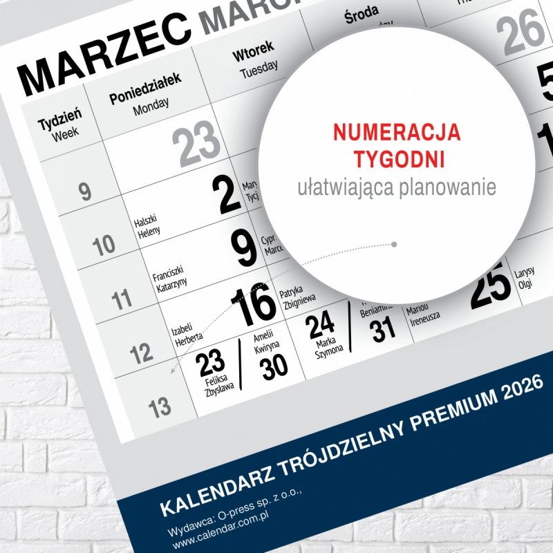 Kalendarz TRÓJDZIELNY PREMIUM 2026 OGRÓD