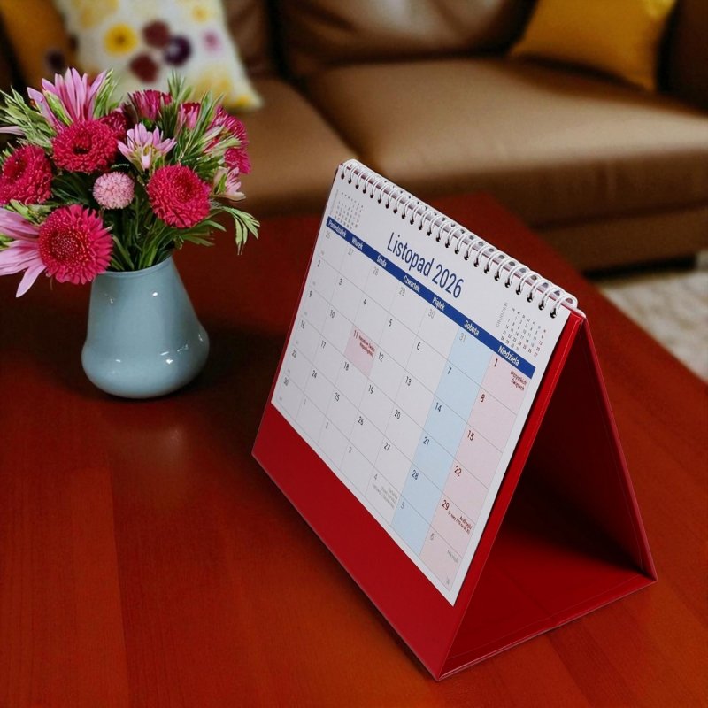 kalendarz na spirali, do postawienia na biurku, dla ucznia na rok szkolny 2026/2027