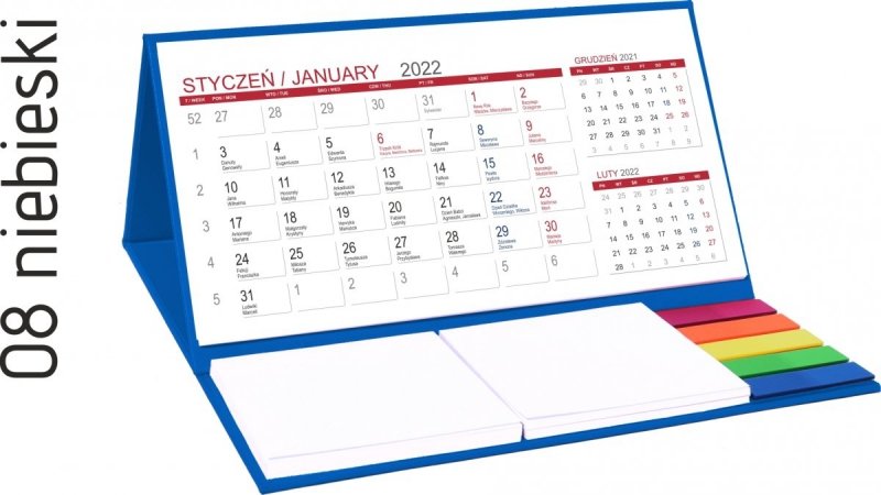 Kalendarz biurkowy z notesami i znacznikami MIDI 3-miesięczny 2022 brązowy