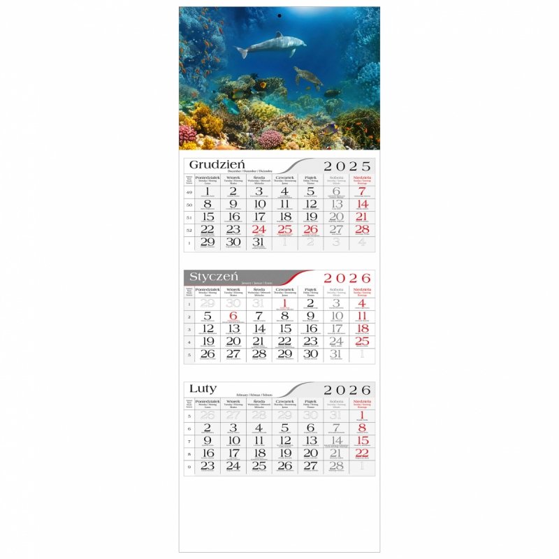 główka do kalendarza 3-dzielnego na ścianę