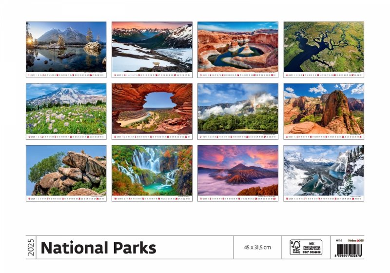 Podgląd wszystkich zdjęć z kalendarza National Parks na rok 2025