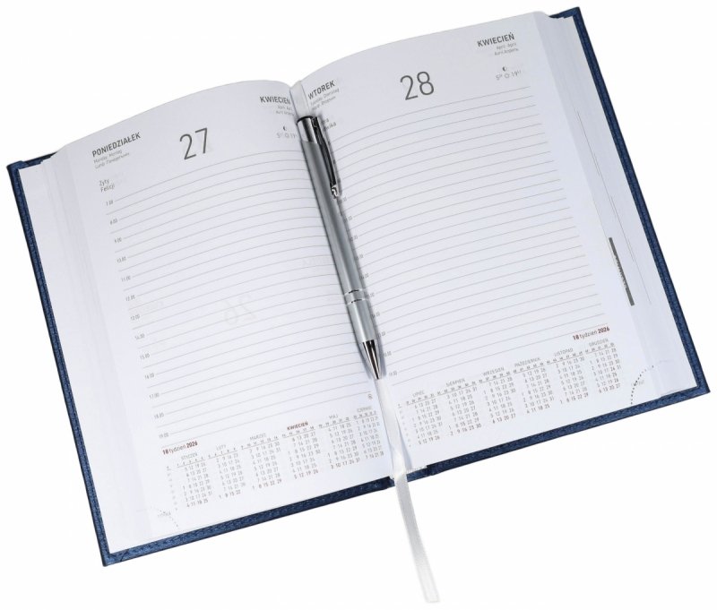 Kalendarz książkowy 2026 A5 dzienny papier biały drukowane registry oprawa VIVELLA EXCLUSIVE czarna