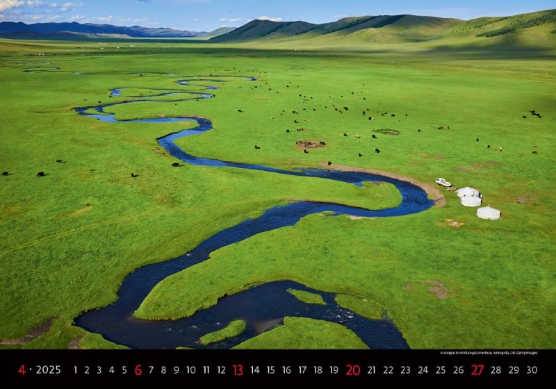 Kalendarz ścienny wieloplanszowy Landscapes 2025 - kwiecień 2025