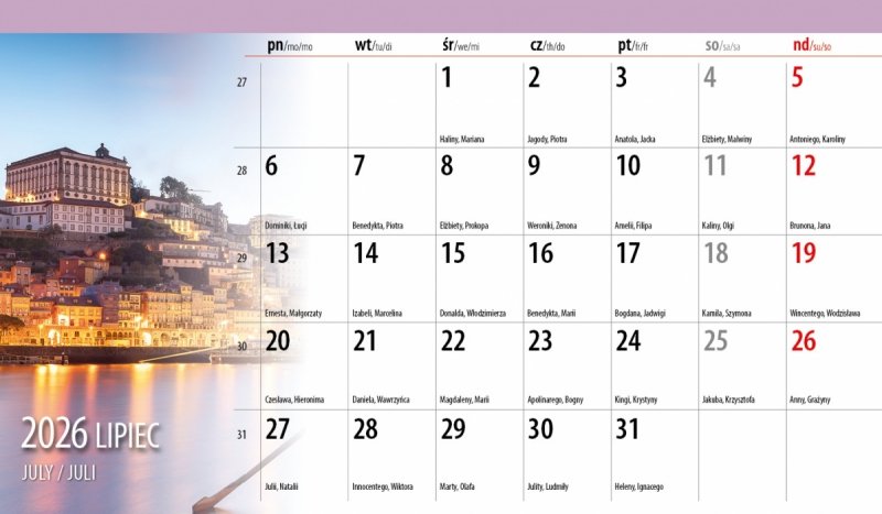 biurkowy kalendarz na rok 2026
