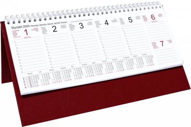 Biurowy kalendarz tygodniowy na rok 2024 